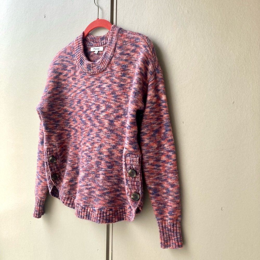 madewell space dyed birchmont side button knit crop sweater pullover jumper xs - Picture 8 of 12
